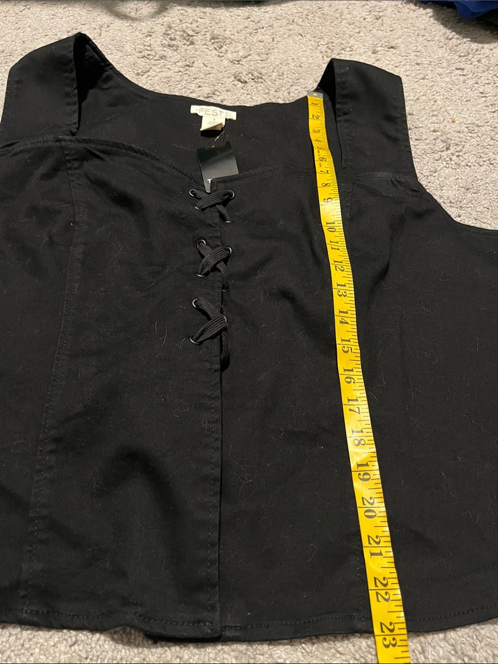 Torrid Festi Black Lace-Up Cotton Blend Corset Crop Top Goth Emo Vamp Vixen NWT - Picture 10 of 12